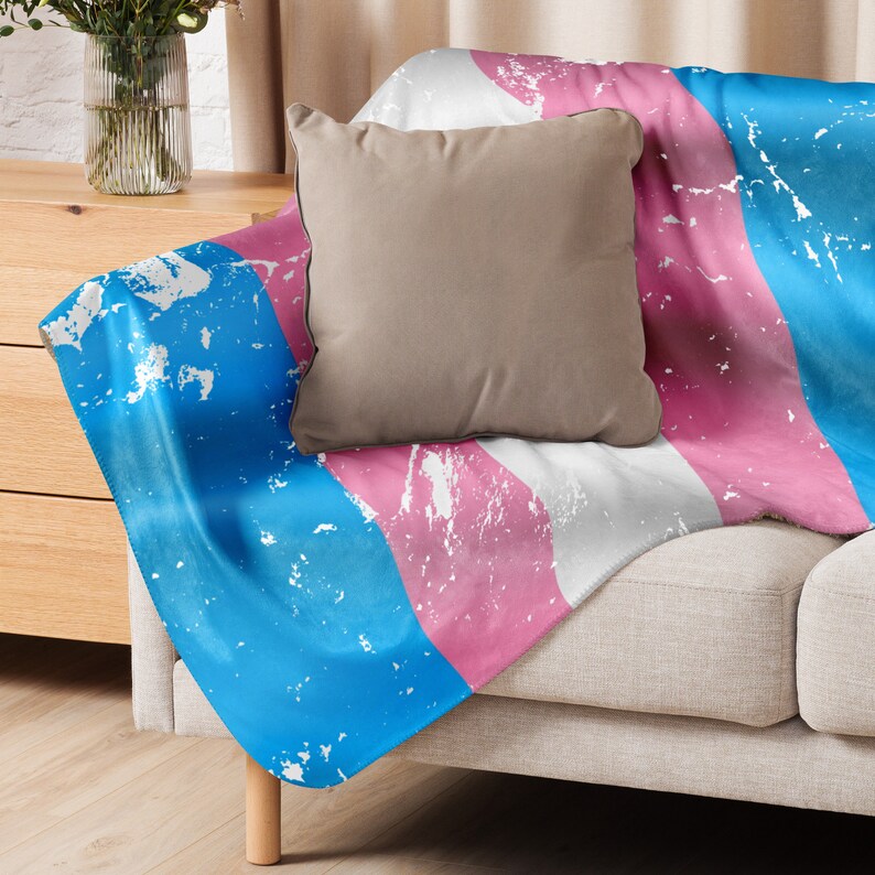 Distressed Transgender Pride Flag Sherpa Throw Blanket - Etsy