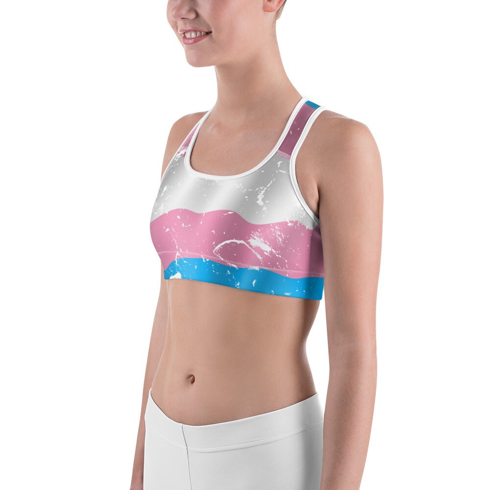 Distressed Transgender Sports Bra Trans Pride Flag Sports Etsy