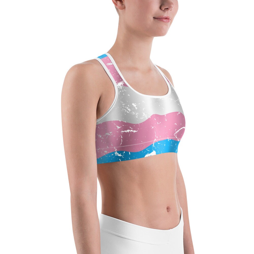 Distressed Transgender Sports Bra Trans Pride Flag Sports Etsy