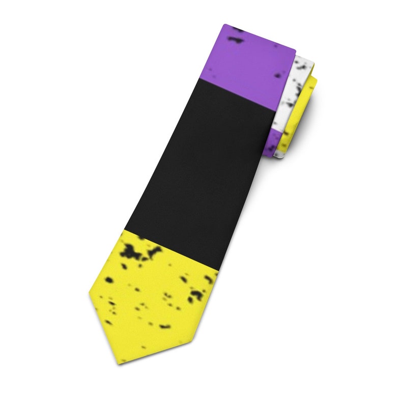 Distressed Nonbinary Necktie Enbie Babe Necktie NB Enby Necktie Gender Neutral Necktie Gender Nonbinary Necktie