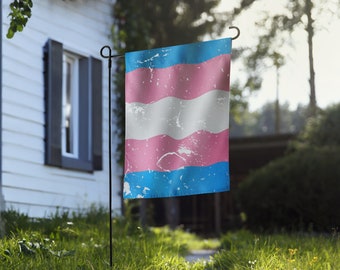Distressed Transgender Pride Garden flag, Trans Pride Flag House Flag For Yard or Garden, Trans is Beautiful MTF FTM Flag