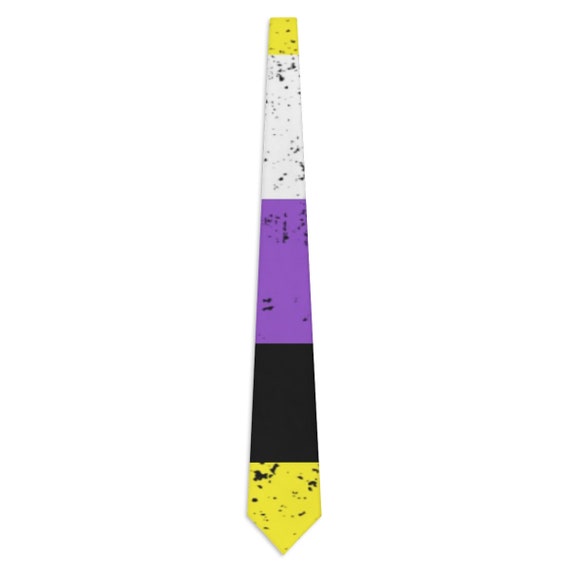 Distressed Nonbinary Necktie Enbie Babe Necktie NB Enby Necktie Gender Neutral Necktie Gender Nonbinary Necktie
