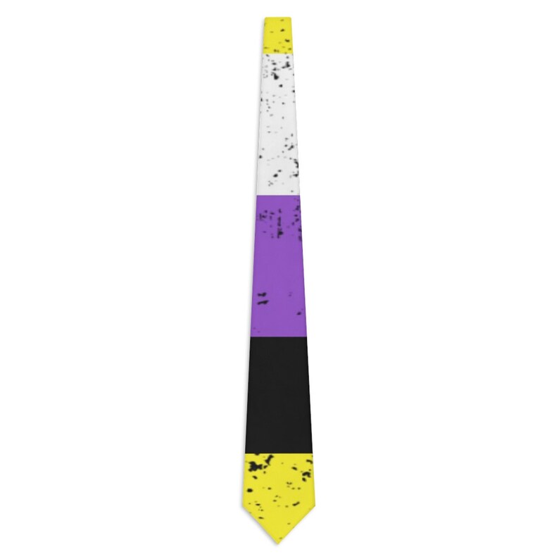 Distressed Nonbinary Necktie Enbie Babe Necktie NB Enby Necktie Gender Neutral Necktie Gender Nonbinary Necktie