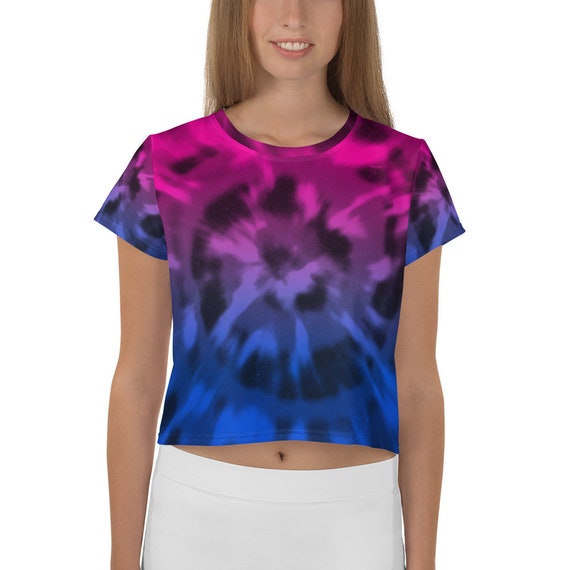 Bisexual Tie Dye Crop Top - Bi Pride Flag Colors Boho Hippie Tie