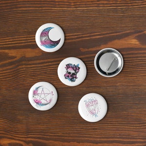 Transgender Pride set pinknoppen, Trans Pride Colors Boho Pentagram Pin, MTF FTM Trans Skull Pin, Trans Moon-knop, Trans Dragon Pin