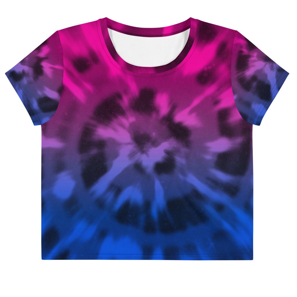 Bisexual Tie Dye Crop Top - Bi Pride Flag Colors Boho Hippie Tie