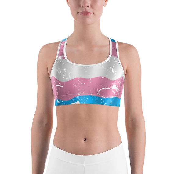 Distressed Transgender Sports Bra Trans Pride Flag Sports Bra