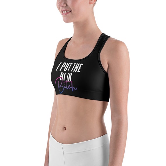 Bisexual Pride Flag Colors Sports Bra I Put the Bi in Bitch Sports Bra Bi Pride Funny Quote Sports Bra Etsy