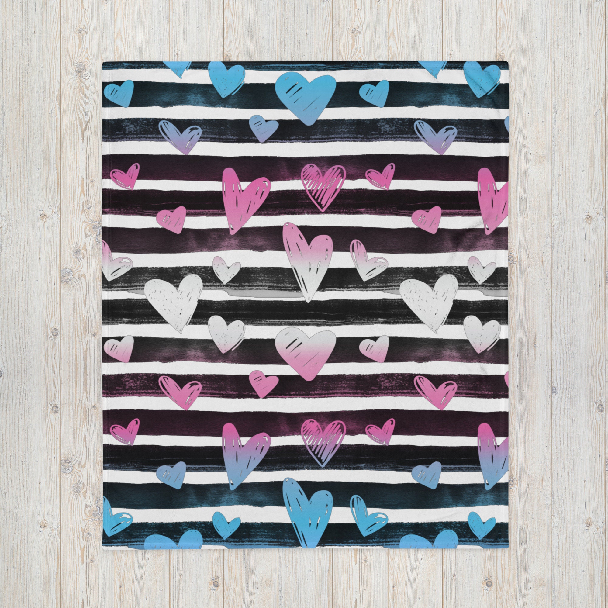Transgender Valentines Day Soft Touch Blanket, Trans Pride Colors Boho ...