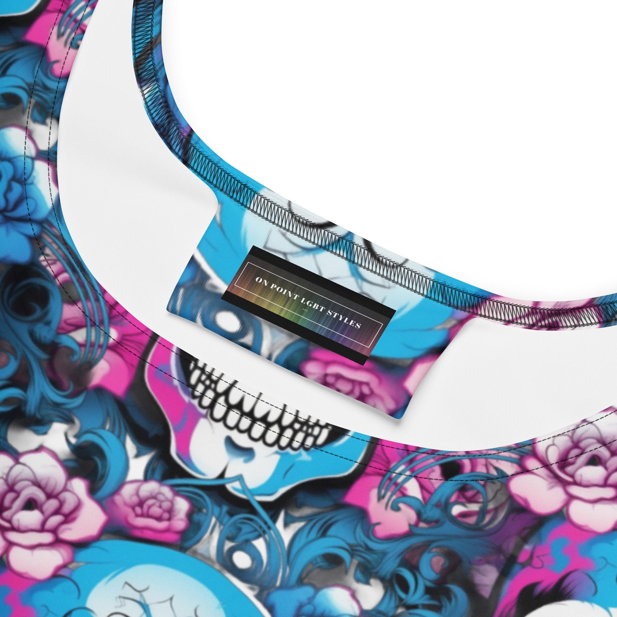 Transgender Floral Skulls Skater Dress, Trans Pride Flag Colors Gothic ...