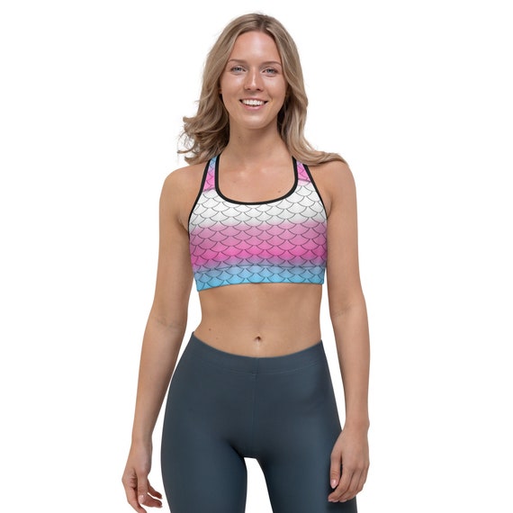 Transgender Mermaid Sports Bra Trans Pride Flag Colors Mermaid