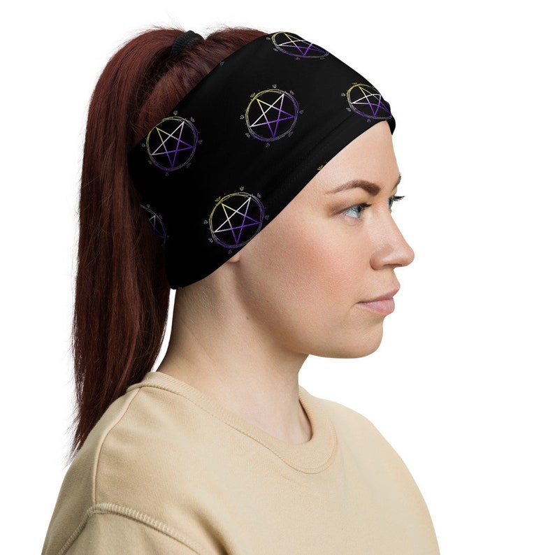 Nonbinary Pentacle Bandana Face Mask NB Enby Witch Pentagram Etsy