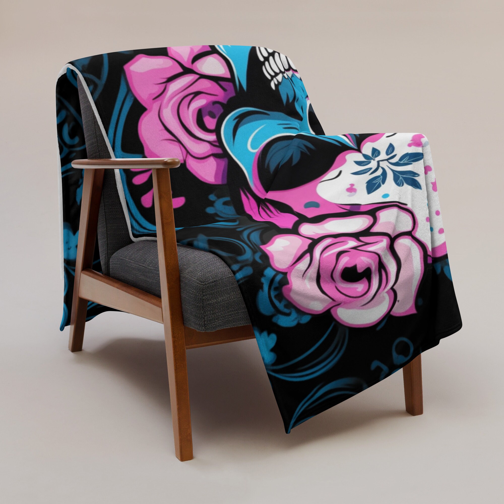 Transgender Skull Throw Blanket, Trans Pride Flag Colors Soft Touch ...