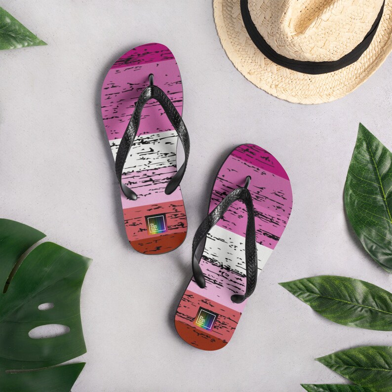Girls Love Girls Flip Flops LGBT Pride Flip Flops Distressed Lesbian Pride Flag Flip-Flops Gay Girl Flip Flops