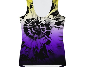 Canotta Tie Dye Nonbinary - Canotta NB Enby Pride - Canotta Tie Dye Genderfluid con bandiera dell'orgoglio non binario