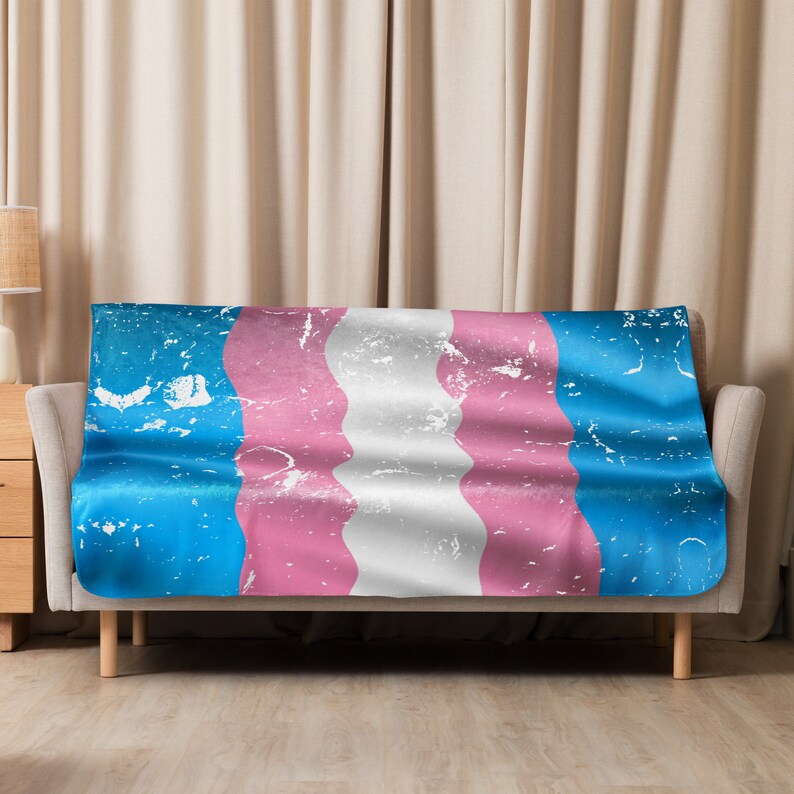 Distressed Transgender Pride Flag Sherpa Throw Blanket - Etsy