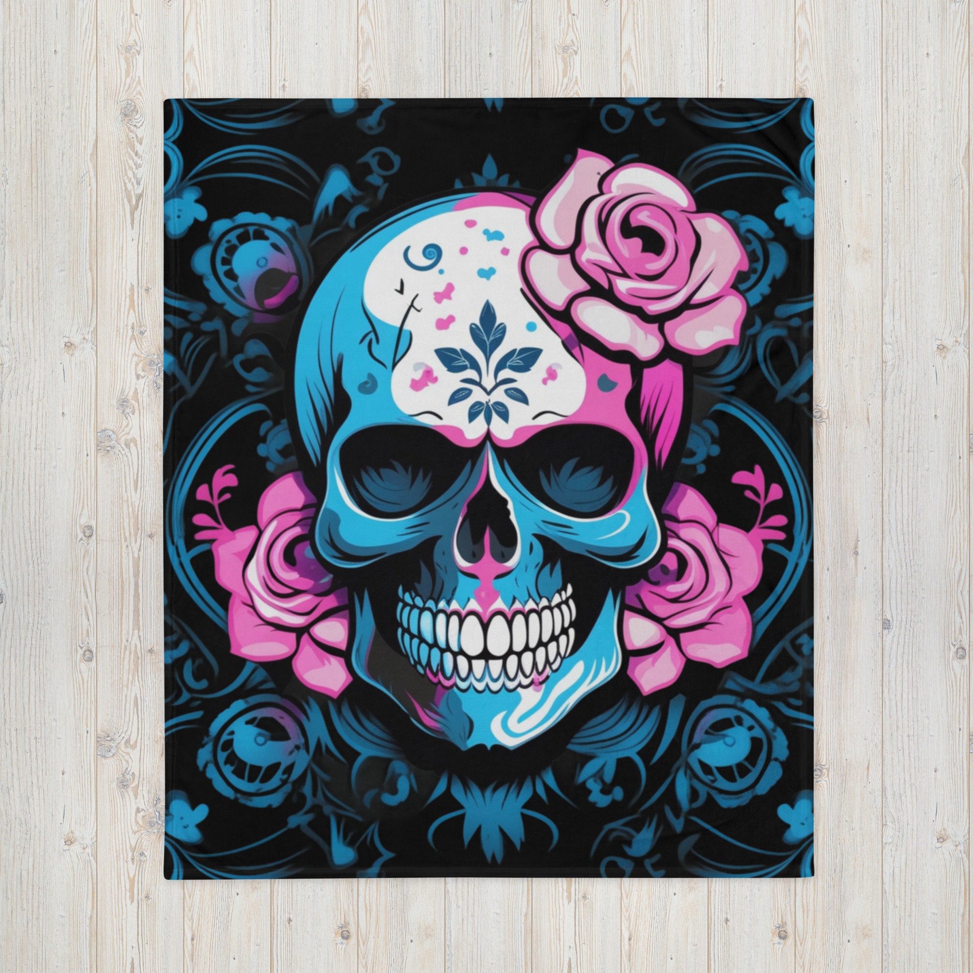 Transgender Skull Throw Blanket, Trans Pride Flag Colors Soft Touch ...