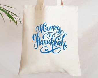 HAPPY HANUKKAH Gift Bag, Hanukkah Tote Bag, חנוכה חולצה קצרה, Jewish Sayings, Jewish Bag, Jewish Holiday Bag, Happy Hanukkah Tote Bag