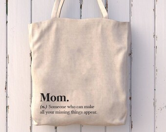 Mom Definition Tote Bag, Mothers Day Gift From Daughter, Minimalist Canvas Shopper, New Mom Gift, Sentimental Birthday Gift, Aesthetic Purse