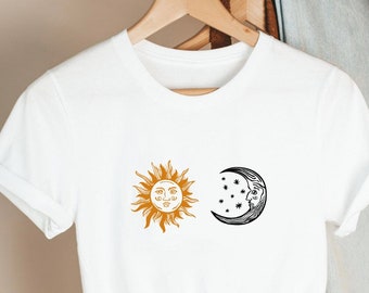 Vintage Sun and Moon Tee, Celestial Astrology Shirt
