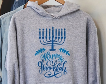 HAPPY HANUKKAH Shirt Hoodie, Hanukkah Hoodie, חנוכה חולצה קצרה,Jewish Hoodie,Jewish Shirt, Jewish Holiday Tee, Jewish Hoodie,Hanukkah Hoodie