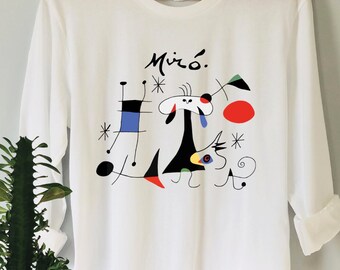 Joan Miro Abstract Art Hoodie And Long Sleeve Shirt Minimal Colorful Line Art Unisex Modern Design