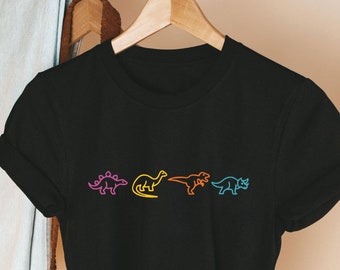 Dinosaur Tee, Neon Animal Shirt, Dinosaurs