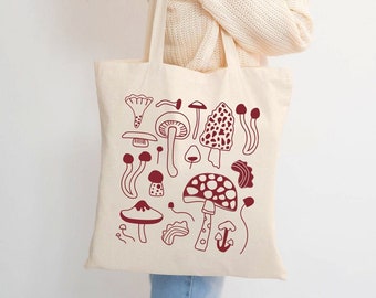 MOUNTAIN MUSHROOM Bag, Mushroom Tote Bag, Forest Tote, Mushroom Bag, Cotton Bag, Gift Bag, Eco-Friendly Bag, Recycled Bag, Birthday Gift