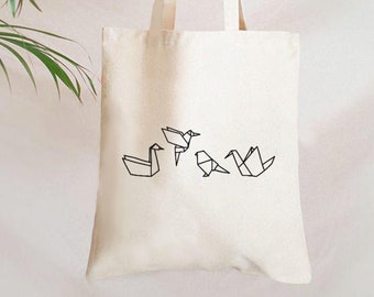 ORIGAMI BIRDS Bag, Origami Bag, Birds Tote, Origami Tote, Origami Art, Grocery Tote Bag, Grocery Bag, Cotton Bag, Shopping Bag Tote