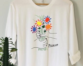 Flowers By Picasso Hoodie With Colorful Line Art Design And Artistic Expression