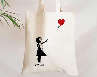 BANKSY Girl with Balloon Bag, Valentine's Day Bag, Love Gift,Banksy Art Bag,Banksy,Art Tote Bag,Artist Bag, art gift, art gift, gift for her