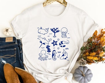 UNDER OCEAN LIFE Shirt, Ocean Life Tee, Marine Tee, Sea Animals Tee, Sea Animals Shirt, Sea Life Tea, Sea Life, Ocean Life