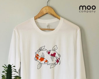 KOI Fish Shirt, Koi Fish Tee, Koi Fish, Japanese Tee, Japanese Shirt, Retro, Vintage, Boho, cottagecore, Art Tee, Mother Gift, Birthday Gift