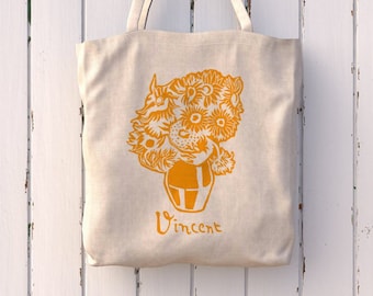 Vincent Sunflowers Tote Bag, Vincent Van Gogh, Vincent Gift, Sunflowers, Van Gogh Bag, Vincent, Art Bag, Artist Tote Bag, Vincent Bag