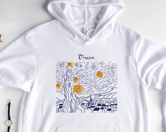 THE STARRY NIGHT 1889 Hoodie, Vincent Hoodie, Van Gogh Hoodie, Starry Night Hoodie, Art Hoodie, Artist Hoodie