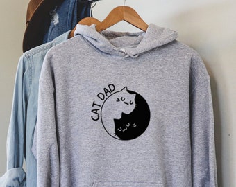 Cat Dad Hoodie, Funny Father's Day Gift, Yin Yang Cats Sweatshirt, Best Cat Dad Ever, Gift For Husband, New Dad Gift, Men's Cat Pullover