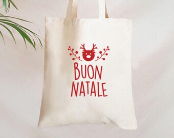 BUON NATALE Tote Bag, Buon Natale Bag, Italian Christmas, Italian Bag, Italian Tote, Italy,Italian style, Christmas Gift Bag, Italy Bag Tote