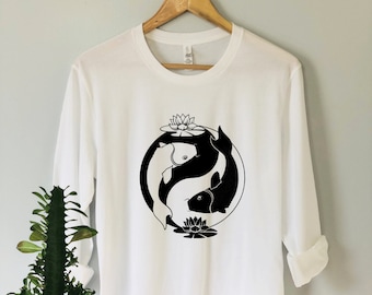 KOI FISH Shirt, Yin Yang Koi Tee, Koi Shirt, Koi Fish Tee, Koi Fish Shirt, Ocean Tee, Fish, Christmas Gift, Girlfriend Gift, Birthday Gift