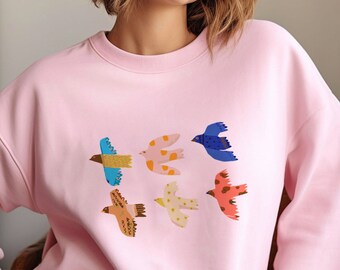 WATERCOLOR BIRD Sweatshirt, Flying Birds  Gift Art Watercolor