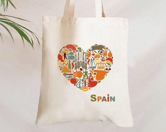 SPAIN LOVE Tote Bag, Spain Tote Bag, Spain Bag, Spanish Tote, Spain Gift, Spanish style, Spanish Gift, Spain Christmas, Spain, Espana