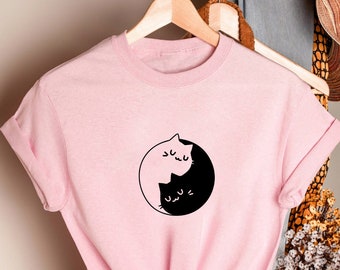 Yin Yang Cat Tee, Cat  Tee, Yin Yang T-Shirt, Meditation Tee, Balance, Mindfulness, Meditation, Yoga Tee, Yoga Cat