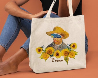 VINCENT Bag, Vincent, Vincent Van Gogh, Sunflower Bag, Sunflower Design, Van Gogh Bag, Art Bag, Artist Tote Bag, Canvas Bag, Artist Bag