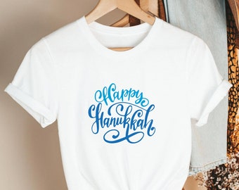 Happy Hanukkah T-Shirt, Jewish Holiday Tee, Unisex Cotton