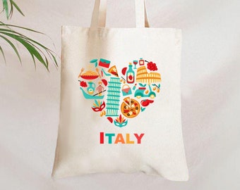 ITALY LOVE Tote Bag, Italy Tote Bag, Italy Bag, Italy Tote, Italy Gift, Italian style, Italian Gift, Italian Culture, Italy, Italian Job