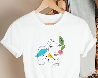 PICASSO Dove Bird And Girl Artwork T-Shirt, Picasso Tee, Cubist Tee, Artist Shirt, Picasso Art, Artist Tee, Painter Tee, Artwork Tee Shirt