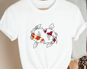 Koi Fish Graphic Tee, Japanese Art Shirt, Retro Boho Style