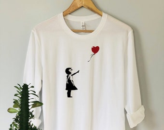 BANKSY Girl with Balloon Tee, Valentines Day Shirt, Banksy Art Tee, Banksy, Art Tee,Aesthetics tee,art gift, birthday gift, support Ukraine