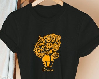 Sunflowers Van Gogh Art Tee, Unisex Cotton T-Shirt