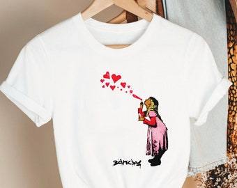 Banksy Art Tee, Blowing Hearts, Unisex Shirt