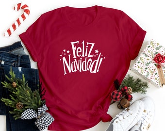 Feliz Navidad T-Shirt, Spanish Christmas Shirt, Retro Holiday Tee